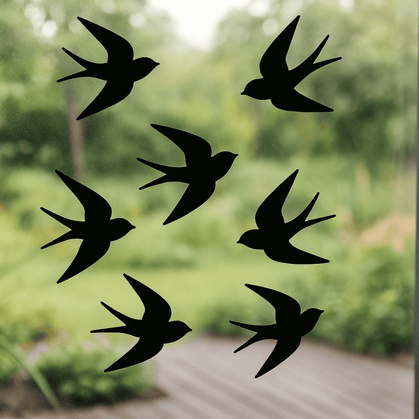 Zeven Zwaluwen – Glanzend Zwarte Vinylsticker - 3dbende