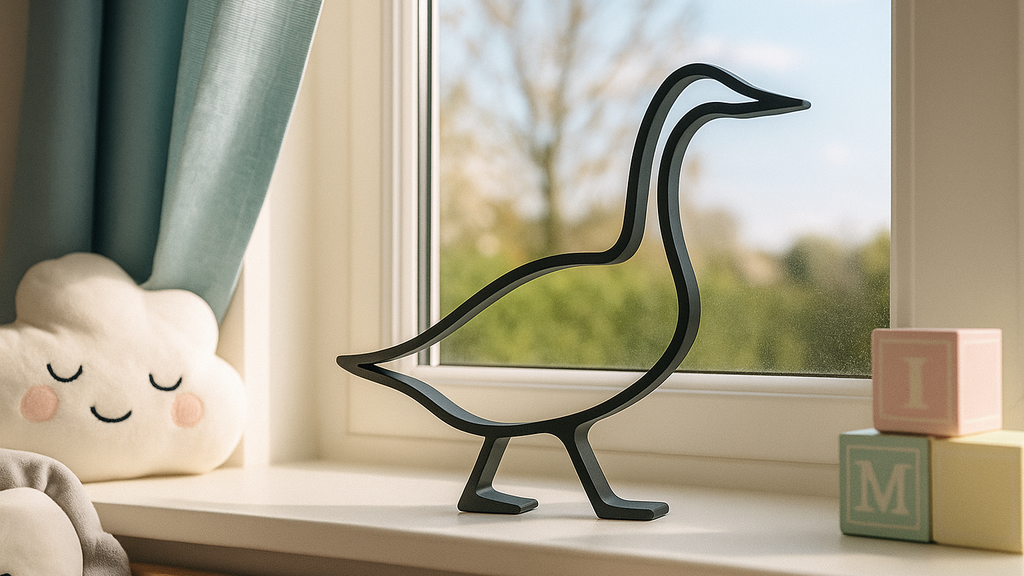 Minimalistische Gänsefigur: verspielte Ruhe für jedes moderne Interieur