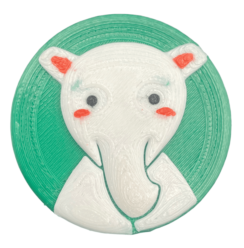 3D - geprinte Olifant magneet - 3dbende