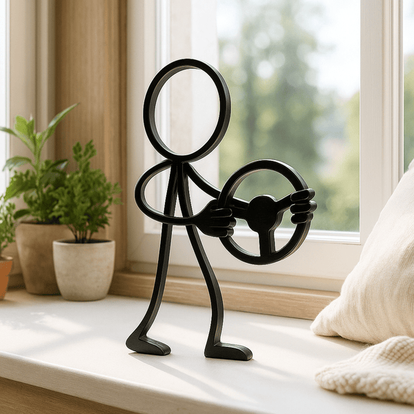 Autorijder Decoratie – Stickyman met Stuur - 3dbende