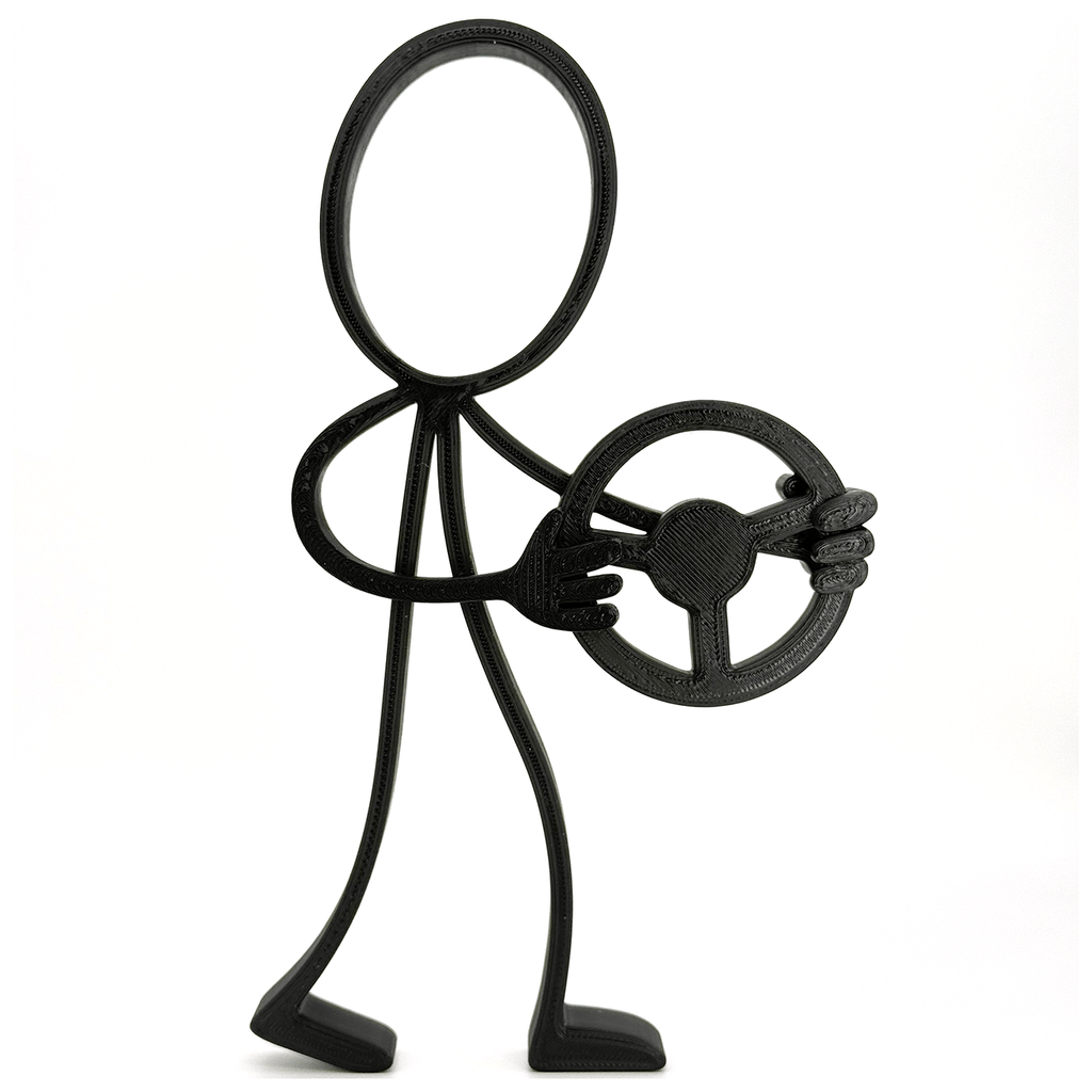 Autorijder Decoratie – Stickyman met Stuur - 3dbende