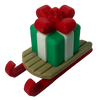 Decoratief cadeau - ornament op slee (kleine versie) - 3dbende