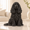 Engelse Cocker Spaniel Galaxy Black – zittend hondenbeeld zonder voetstuk – vooraanzicht
