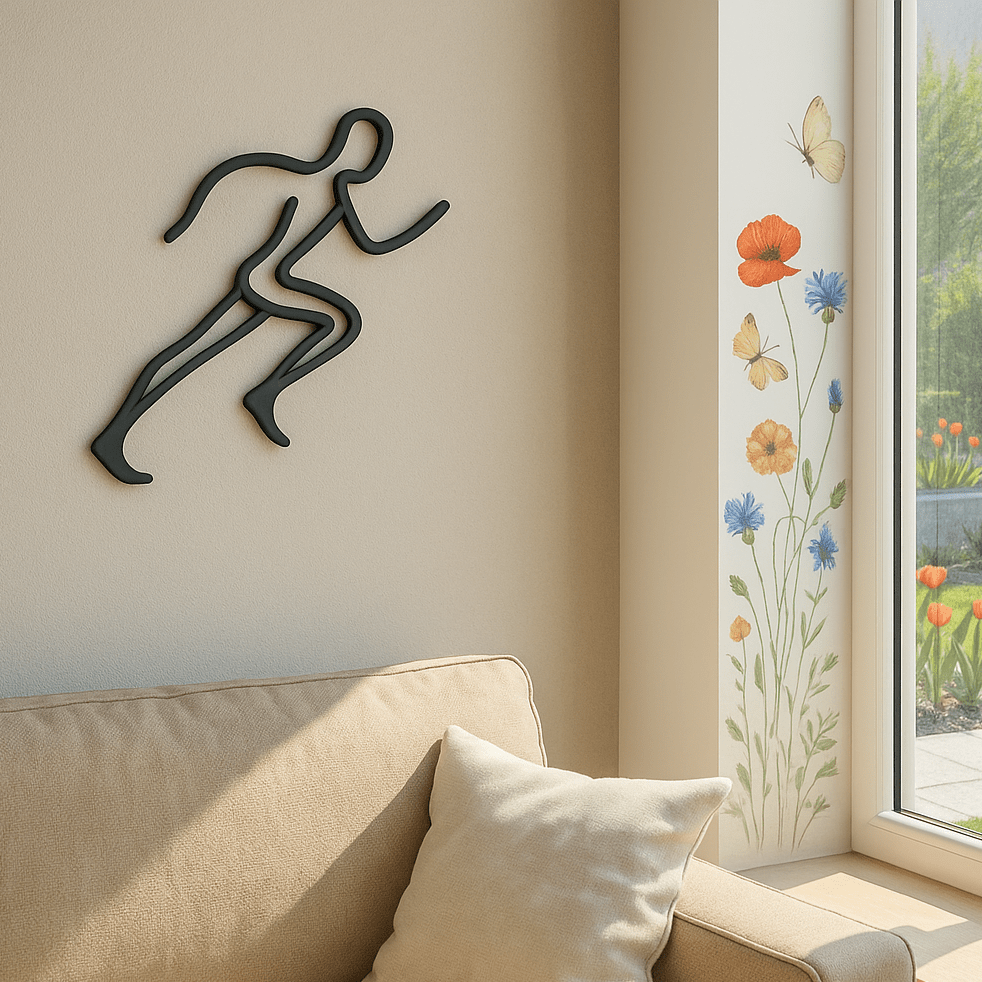 Hardloper muurdecoratie – Minimalistisch wandbeeldje voor hardloopliefhebbers - 3dbende