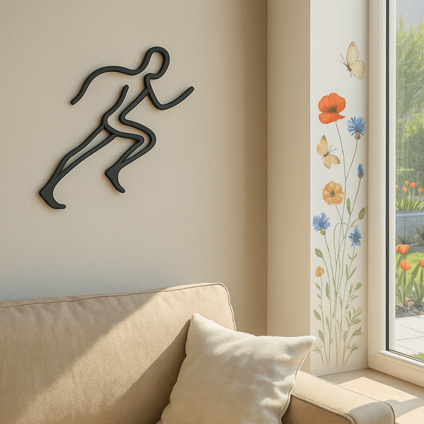 Hardloper muurdecoratie – Minimalistisch wandbeeldje voor hardloopliefhebbers - 3dbende