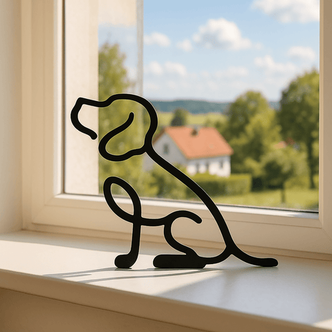 Hond decoratie – minimalistisch silhouetbeeldje voor hondenliefhebbers