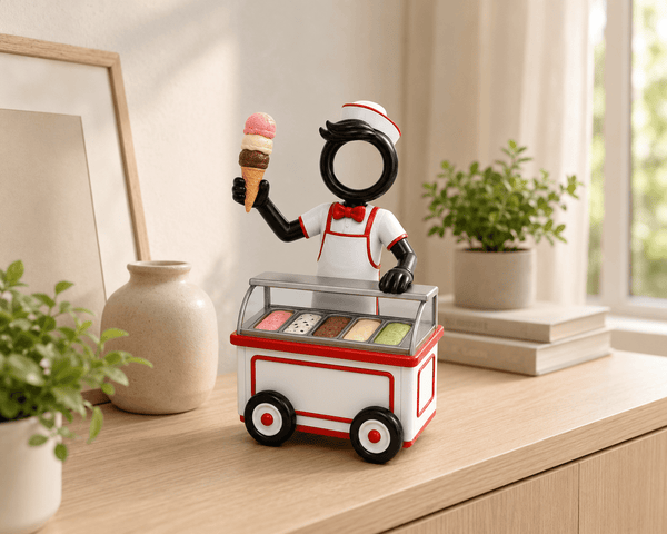 IJscoman met ijskar en schepijs – 3D-geprinte decoratie - 3dbende