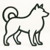 Minimalistisch Eurasier/Shiba/IJslander beeldje – stijlvolle hondendecoratie in silhouetvorm - 3dbende