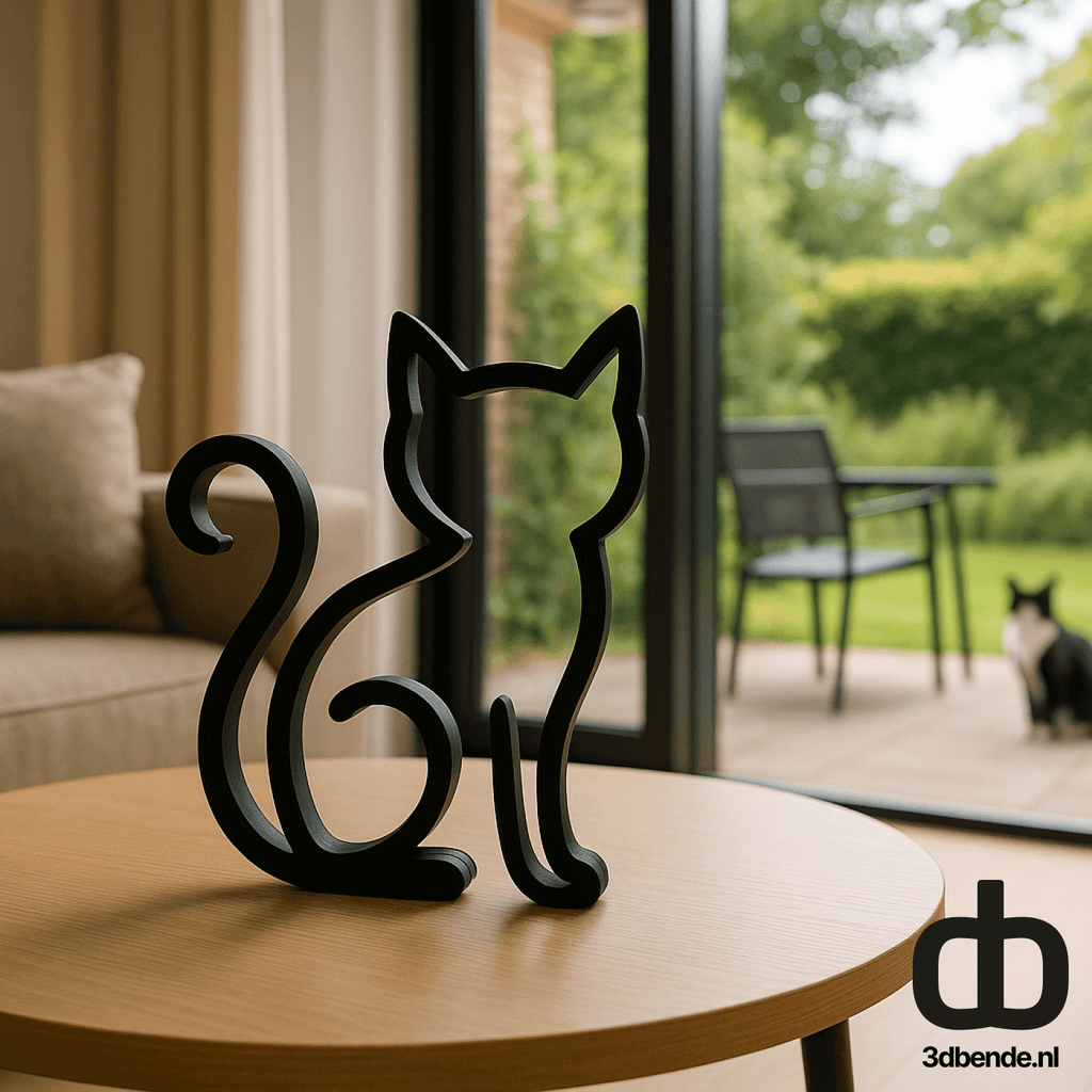 Modern kattenbeeldje – Minimalistische katten decoratie - 3dbende