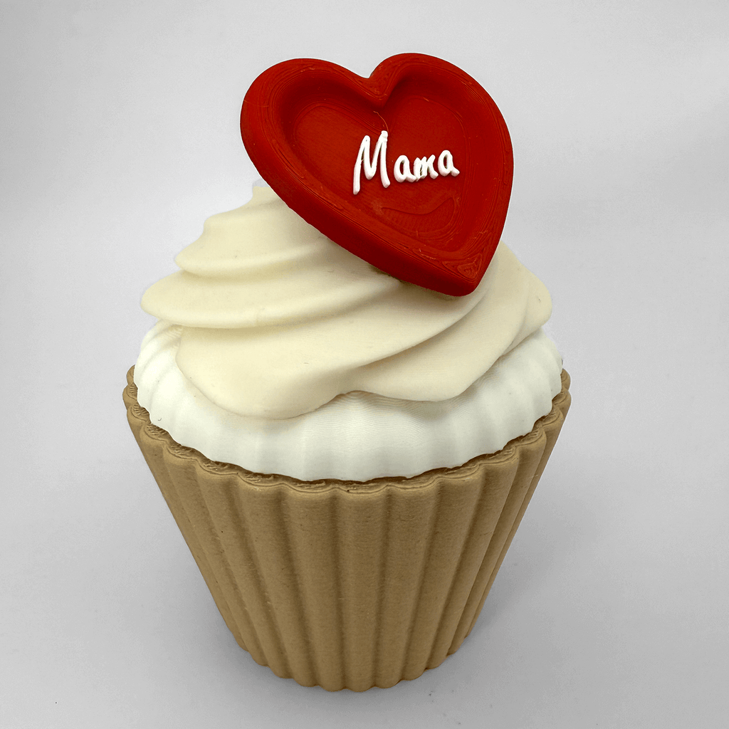 Moederdag cupcake met gepersonaliseerde hart - 3dbende