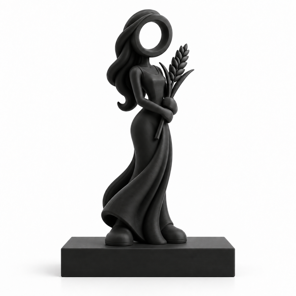 Sterrenbeeld Maagd met zwart voetstuk van 15 × 3 × 2 cm