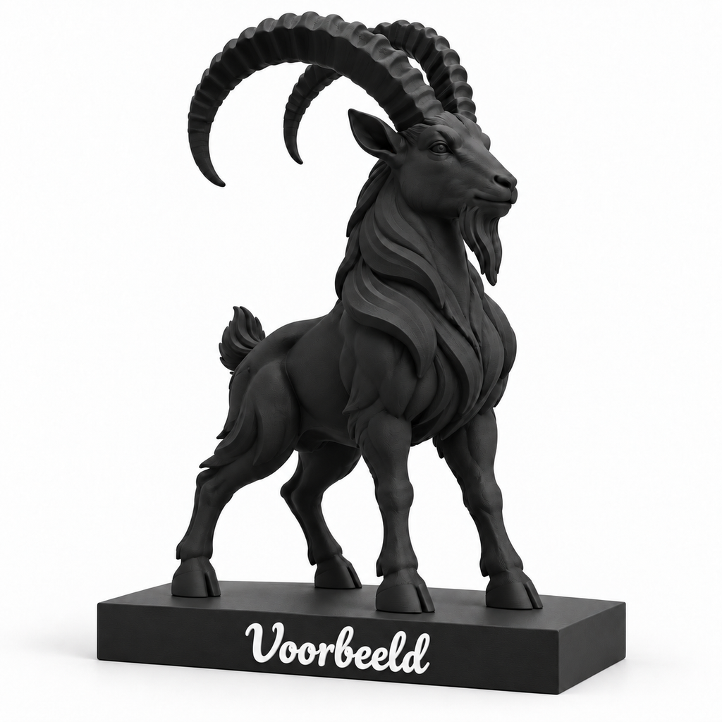 Sterrenbeeld Steenbok met voorbeeld van persoonlijke tekst op het voetstuk