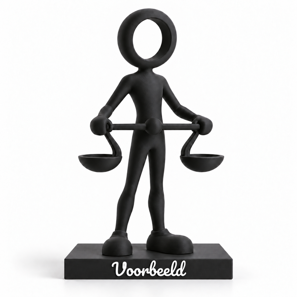 Sterrenbeeld Weegschaal met voorbeeld van persoonlijke tekst op het voetstuk