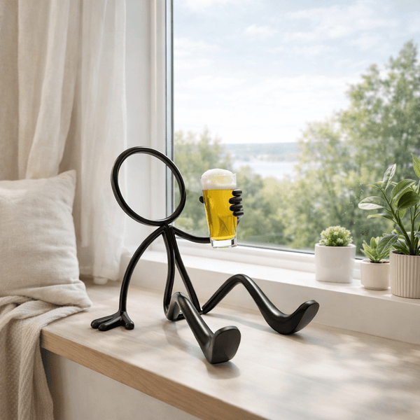 Stickyman Bierliefhebber Decoratie – Minimalistische Bierhouder voor Vensterbank of Bureau - 3dbende