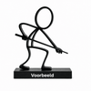 Stickyman Biljartspeler met keu, 2 cm voetstuk en witte voorbeeldtekst
