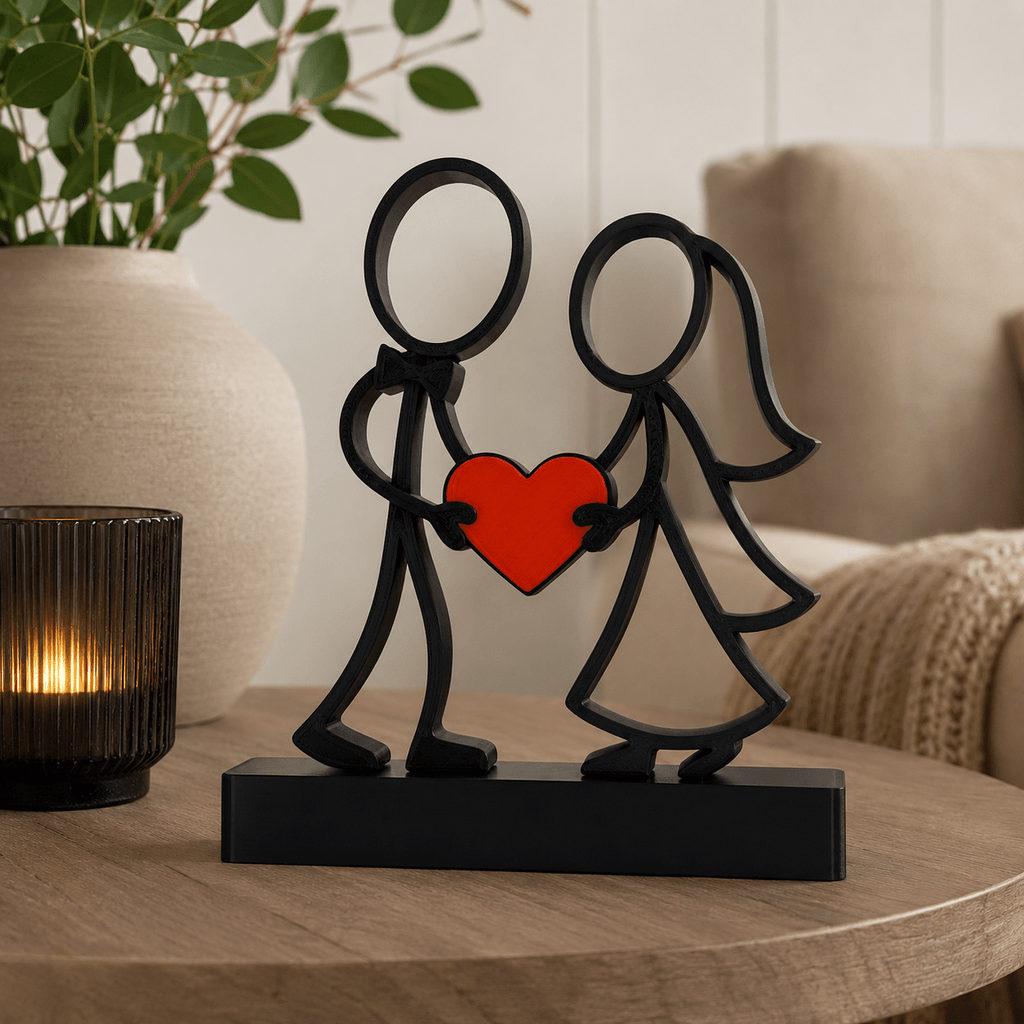 Stickyman Bruidspaar met hart - 3dbende