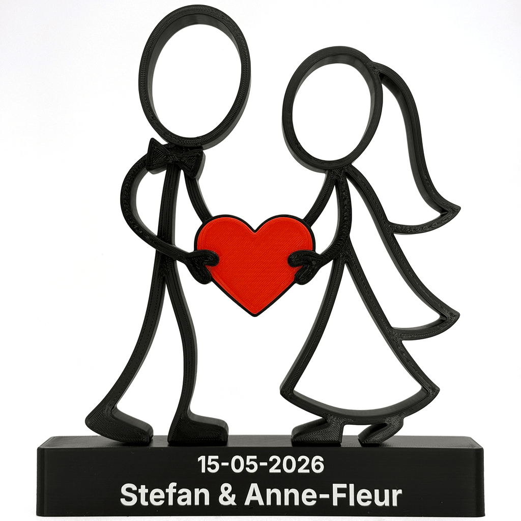 Stickyman Bruidspaar met hart - 3dbende
