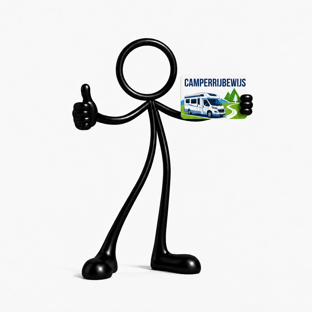 Stickyman camper op witte achtergrond