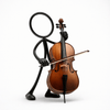 Stickyman Cellist Decoratie – Minimalistische Cello Speler - 3dbende