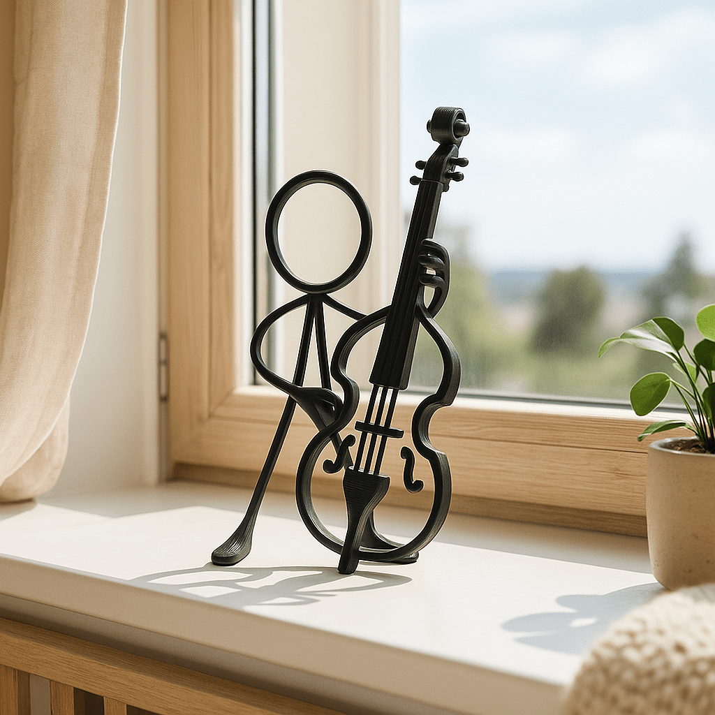 Stickyman Contrabasmuzikant – Minimalistische muziekdecoratie voor jazz & klassiek - 3dbende