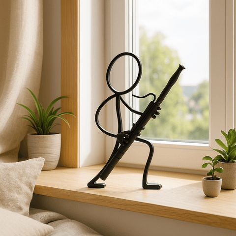 Stickyman Fagot Muzikant – Minimalistische muziekdecoratie voor liefhebbers van klassieke muziek