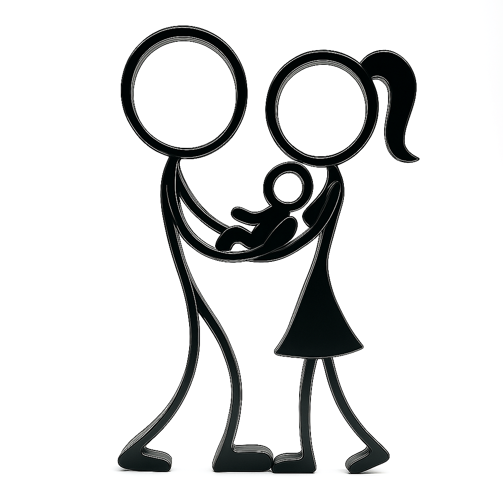 Stickyman Familie met Baby - 3dbende