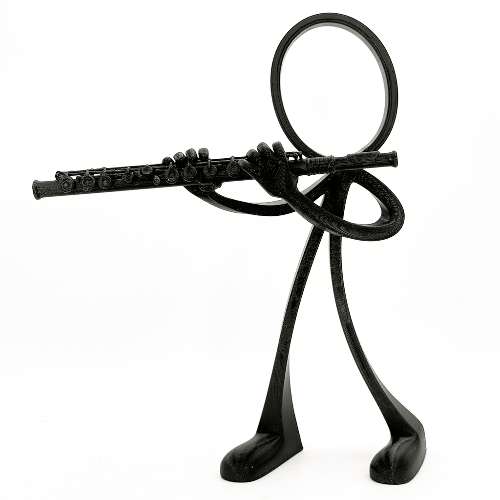 Stickyman Fluitist Decoratie – Minimalistisch Muziekbeeld - 3dbende