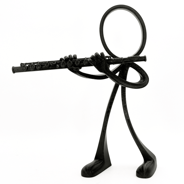 Stickyman Fluitist Decoratie – Minimalistisch Muziekbeeld - 3dbende