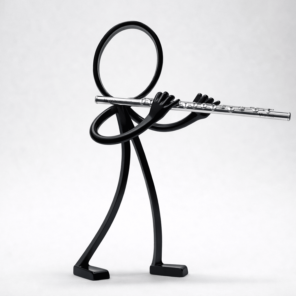 Stickyman Fluitist Decoratie – Minimalistisch Muziekbeeld - 3dbende