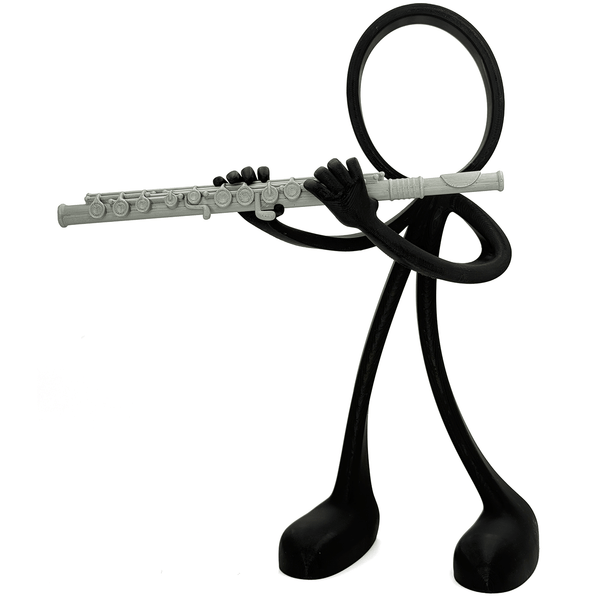 Stickyman Fluitist Decoratie – Minimalistisch Muziekbeeld - 3dbende