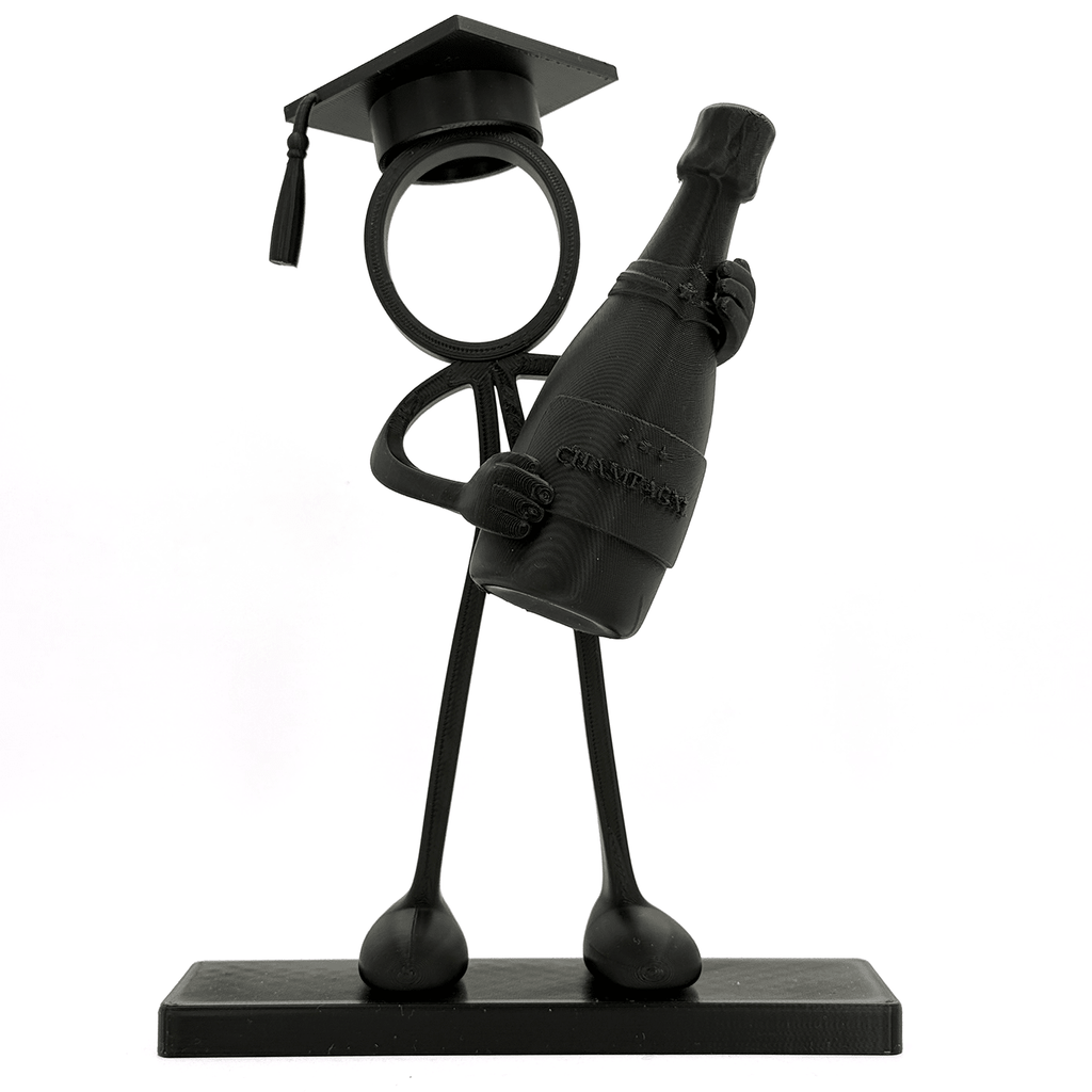 Stickyman Geslaagd met Champagne – Minimalistische Diploma Decoratie - 3dbende