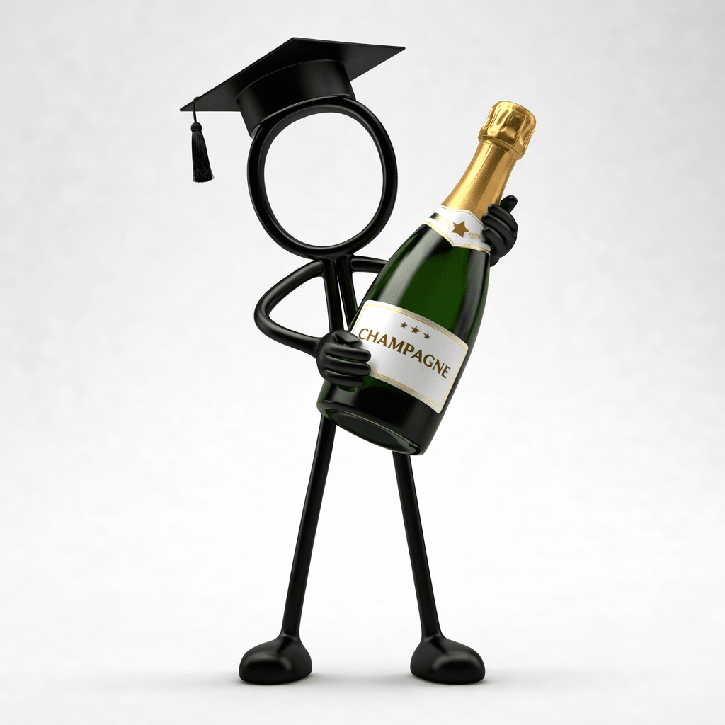 Stickyman Geslaagd met Champagne – Minimalistische Diploma Decoratie - 3dbende