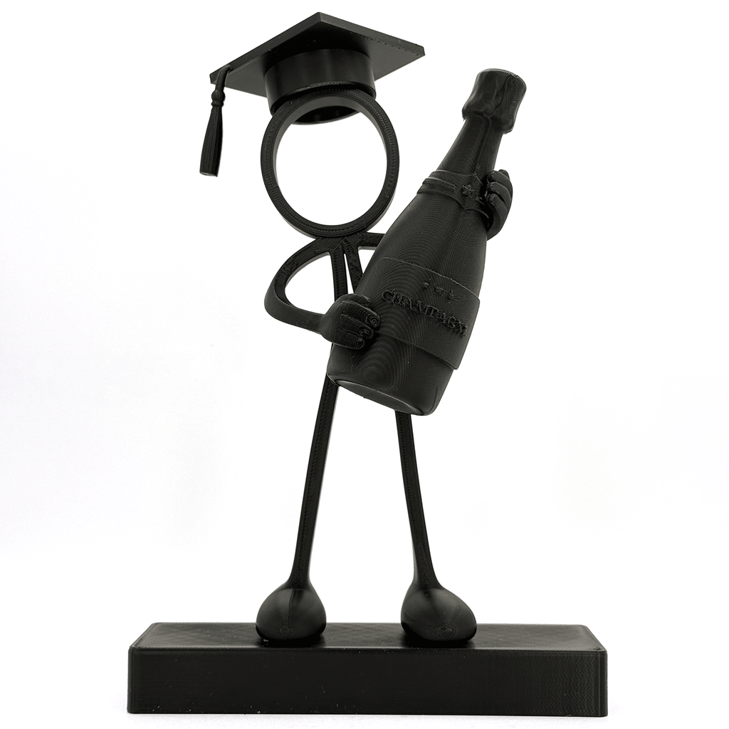 Stickyman Geslaagd met Champagne – Minimalistische Diploma Decoratie - 3dbende