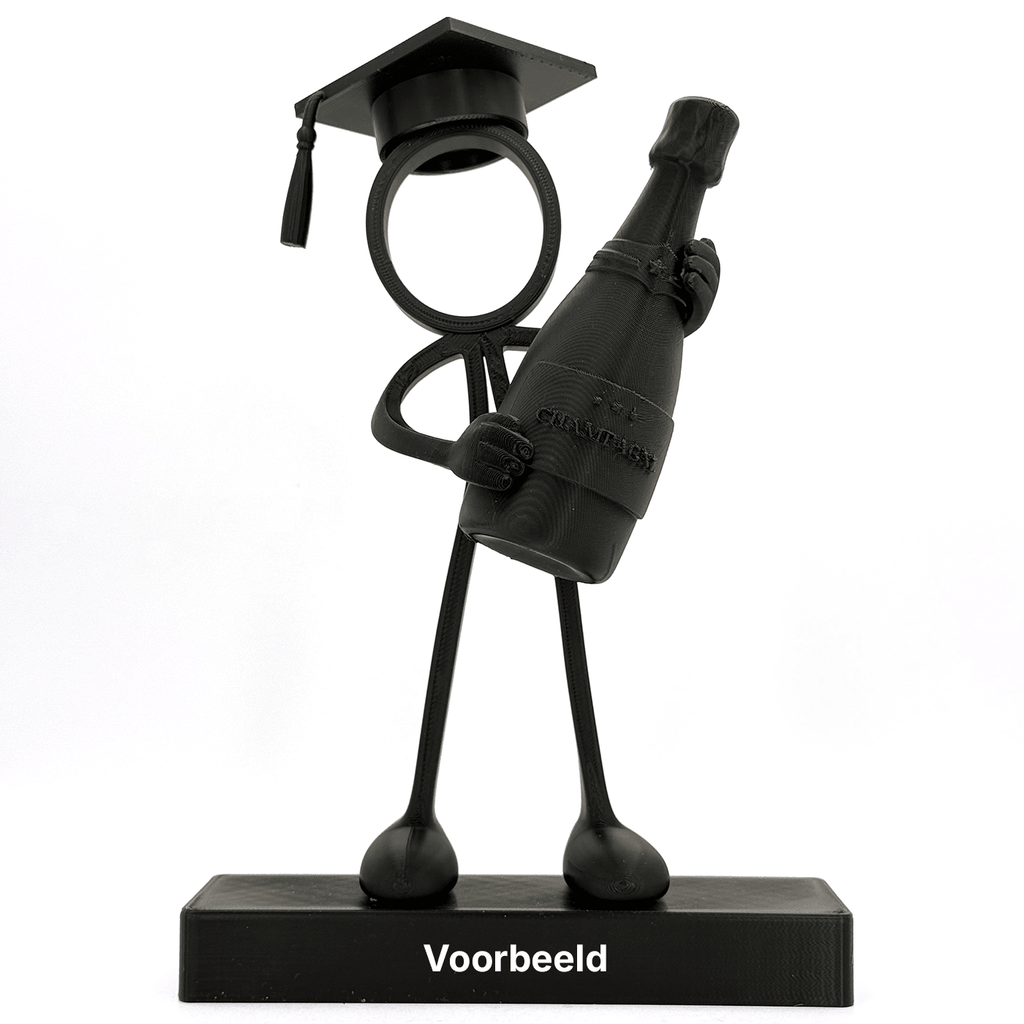 Stickyman Geslaagd met Champagne – Minimalistische Diploma Decoratie - 3dbende
