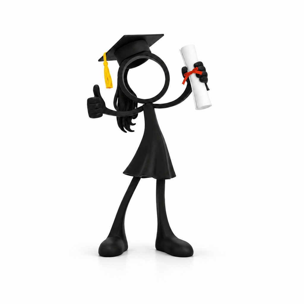 Stickyman Geslaagd Vrouw – cadeau met diploma - 3dbende