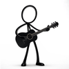 Stickyman Gitarist Decoratie – Minimalistische Gitaar Muziek Decoratie - 3dbende