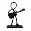 Zwarte Stickyman Gitarist met gitaar en rechthoekig voetstuk van 1 cm