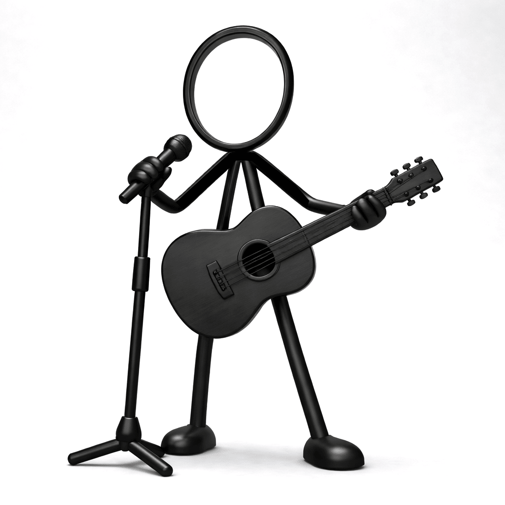 Stickyman Gitarist met Microfoon - 3dbende