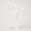 Witte Stickyman Golfer van 20 cm zonder voetstuk op een lichtgrijze achtergrond