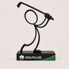 Zwarte Stickyman Golfer op een voetstuk met full-colour golflogo en tekst