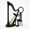 Stickyman Harpspeler – Minimalistische Muziekdecoratie met Harp - 3dbende