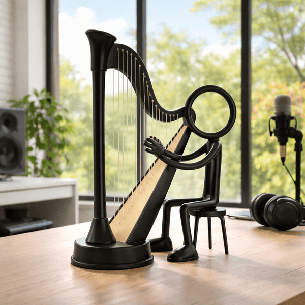 Stickyman Harpspeler – Minimalistische Muziekdecoratie met Harp - 3dbende
