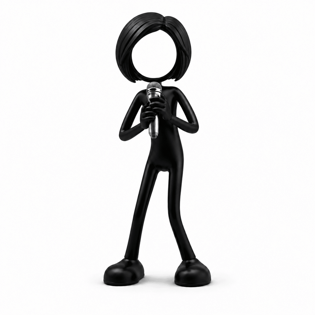 Stickyman Intieme Zangeres met Korte kapsel en Microfoon – Muzikale Decoratie - 3dbende