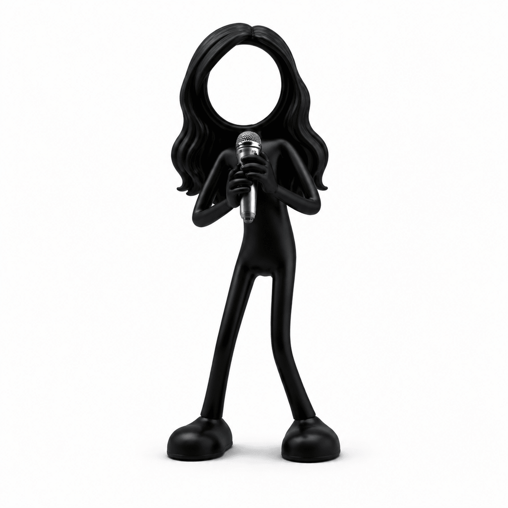 Stickyman Intieme Zangeres met Lange kapsel en Microfoon – Muzikale Decoratie - 3dbende