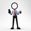 Stickyman Kantoorfiguur met Smartphone en Koffie - 3dbende
