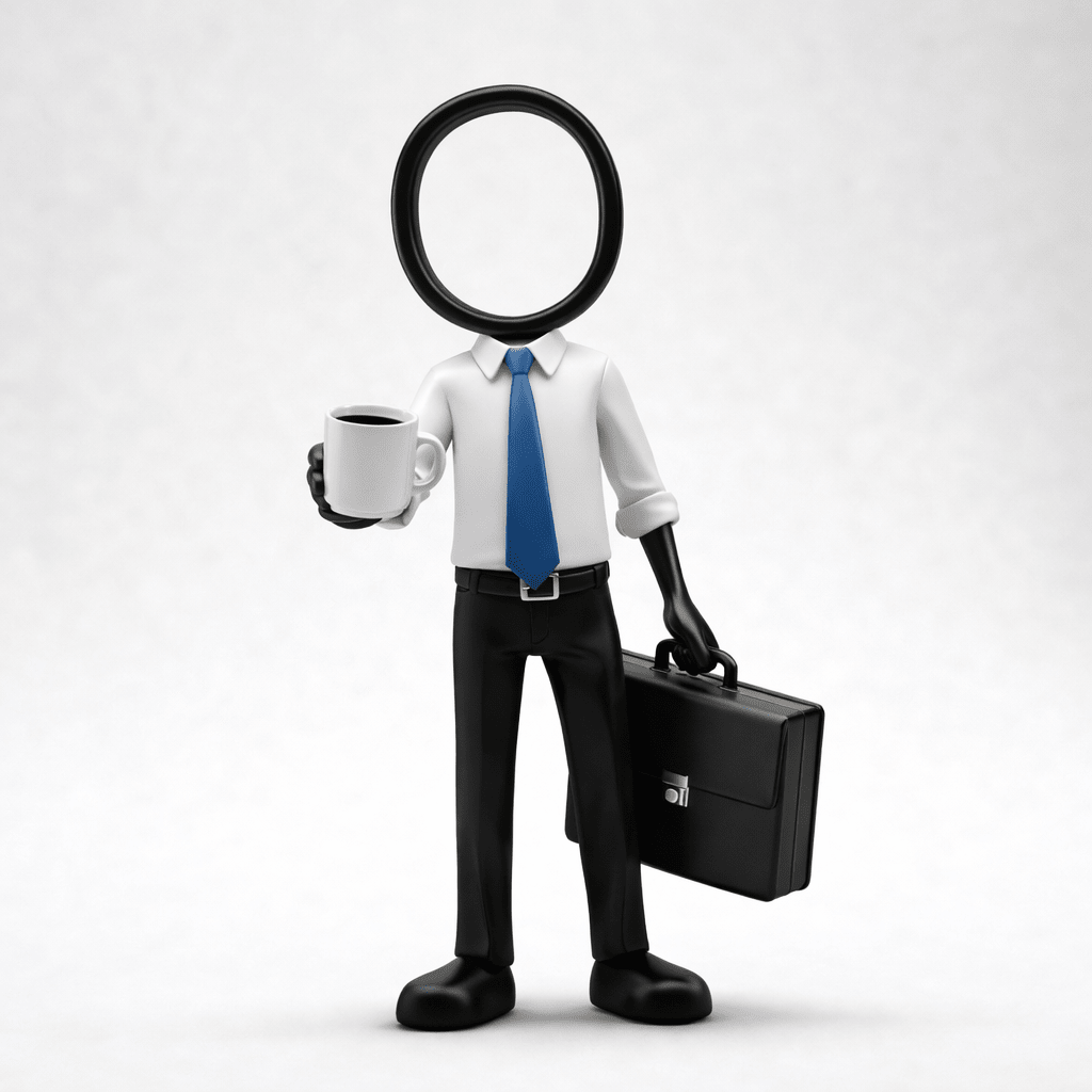 Stickyman Kantoormedewerker met Koffie en Aktetas - 3dbende