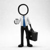 Stickyman Kantoormedewerker met Koffie en Aktetas - 3dbende