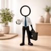 Stickyman Kantoormedewerker met Koffie en Aktetas - 3dbende