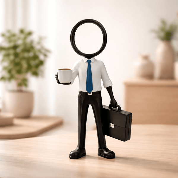 Stickyman Kantoormedewerker met Koffie en Aktetas - 3dbende