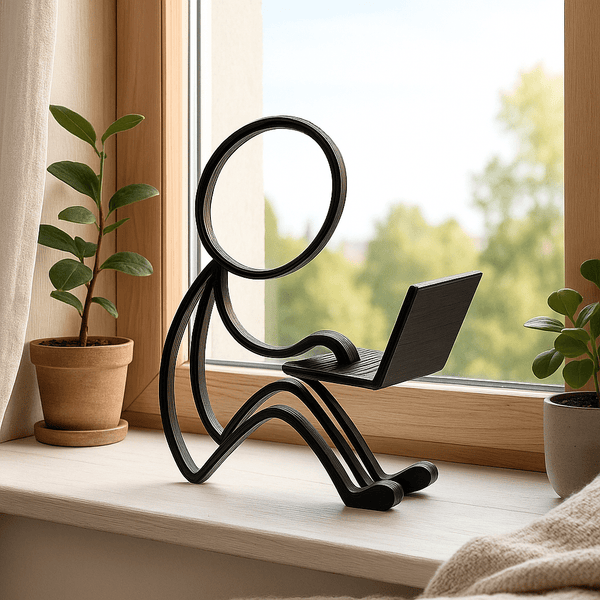 Stickyman met Laptop – Cadeau voor Thuiswerkers & Studenten - 3dbende